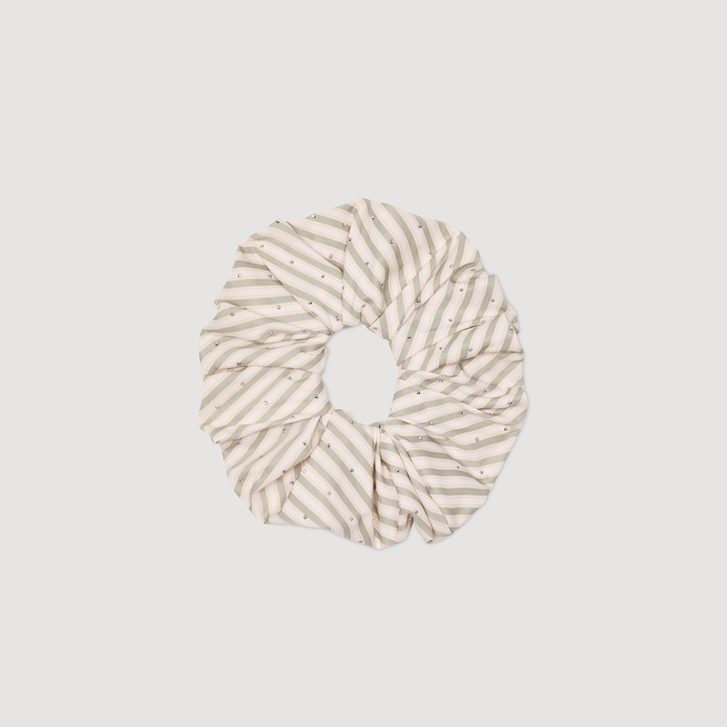 Rhinestone striped scrunchie