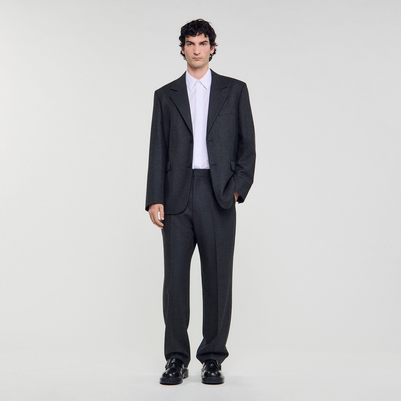 Tailored Virgin Wool Suit Jacket