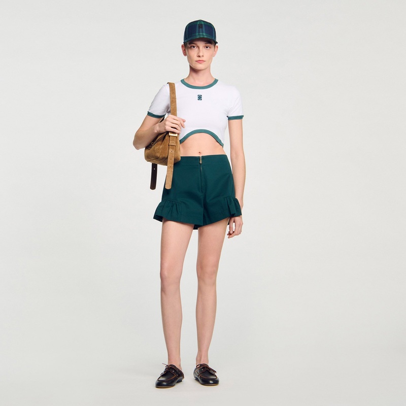 Two-tone cropped T-shirt