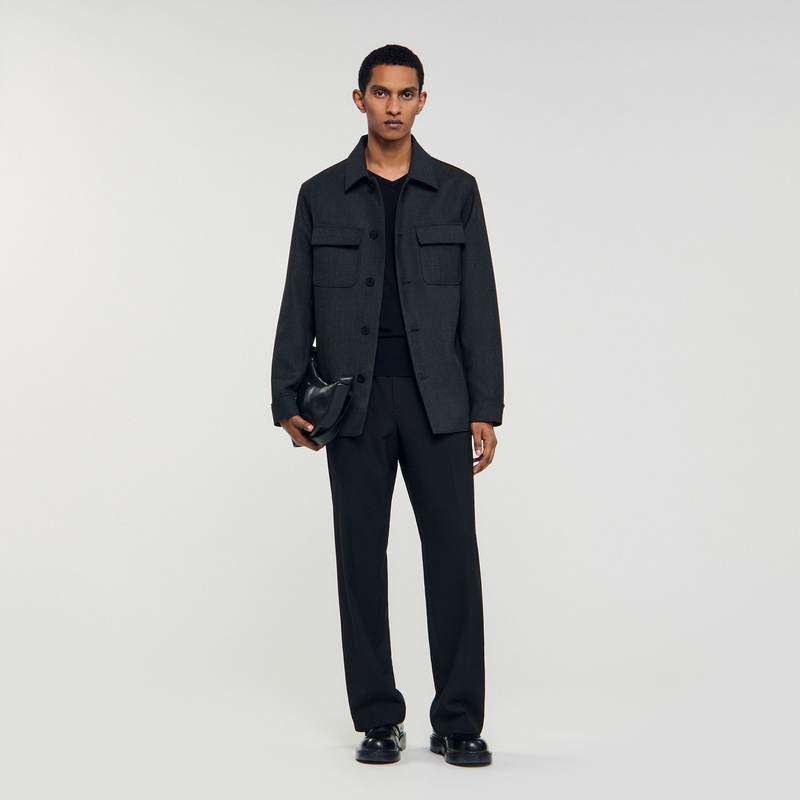 Wool overshirt with pockets