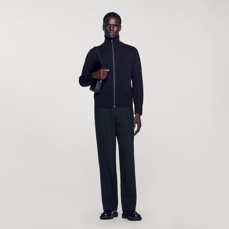 Zip-up wool cardigan