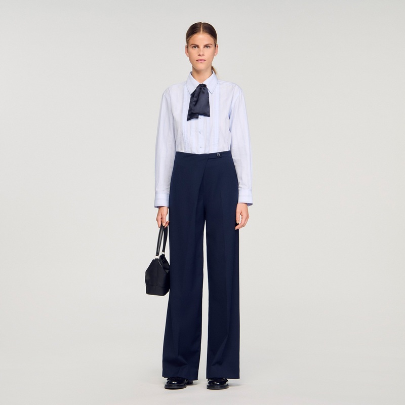 Asymmetric straight-leg trousers