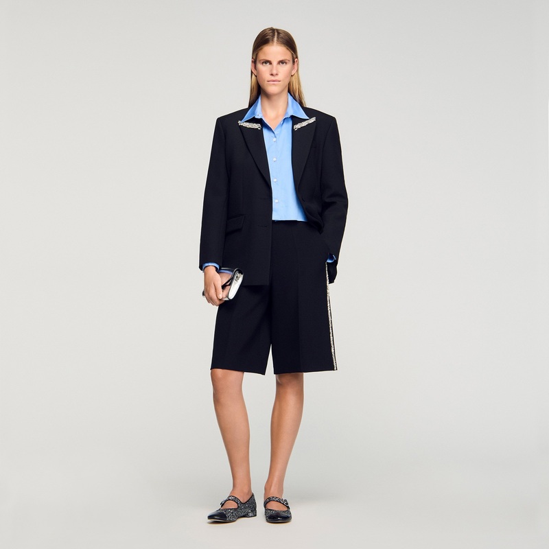 Bermuda with rhinestone stripe