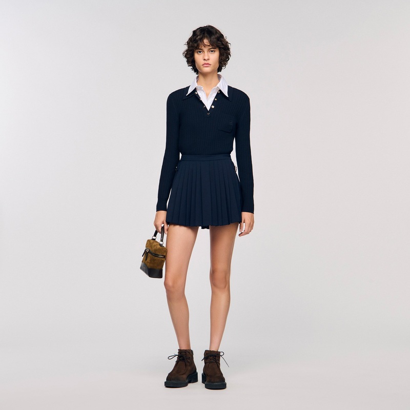 Cable knit polo sweater