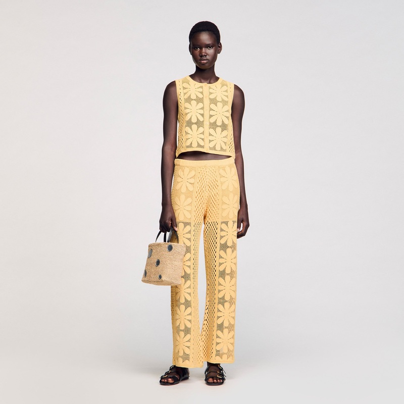 Crochet straight-leg trousers