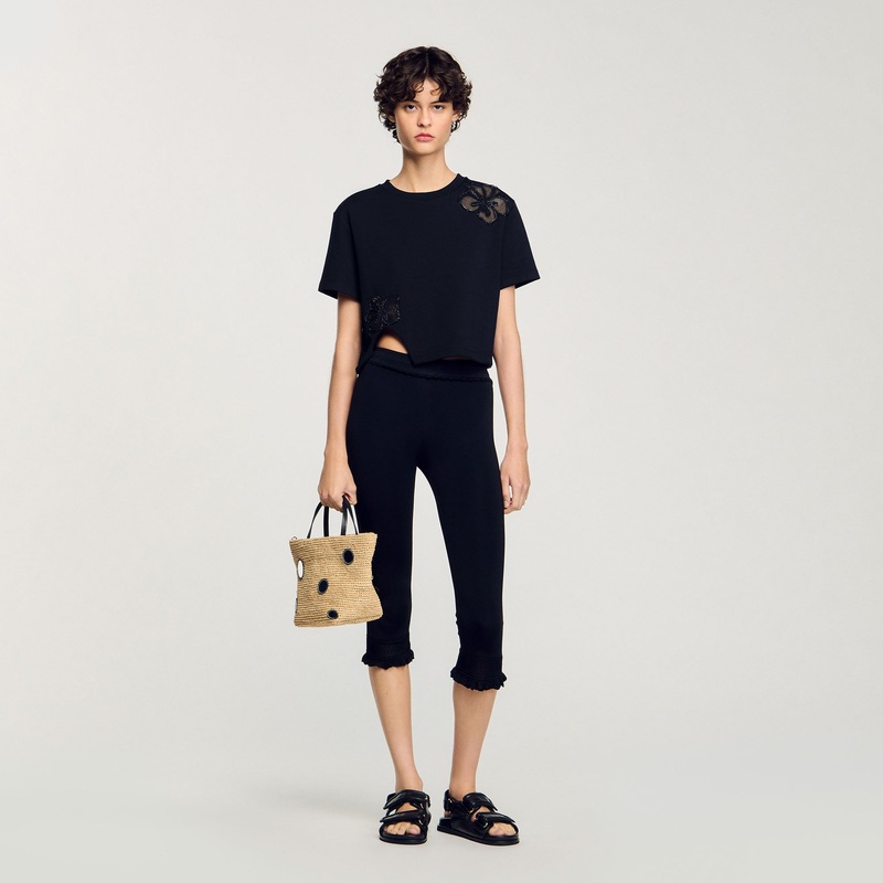 Floral embroidery T-shirt