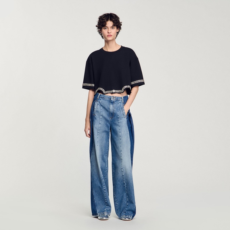 Rhinestone cropped T-shirt