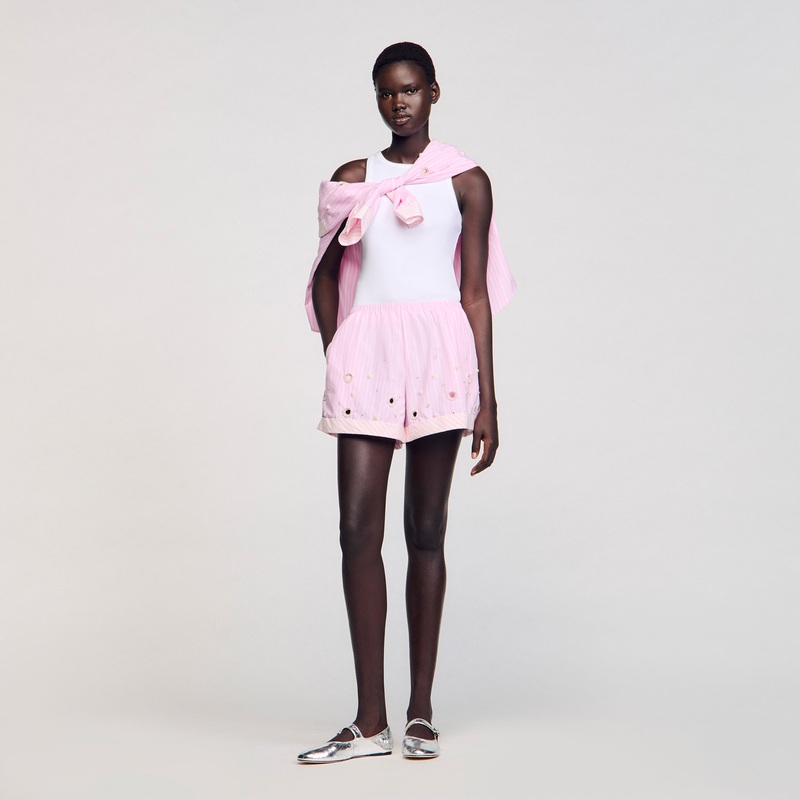 Rhinestone striped shorts