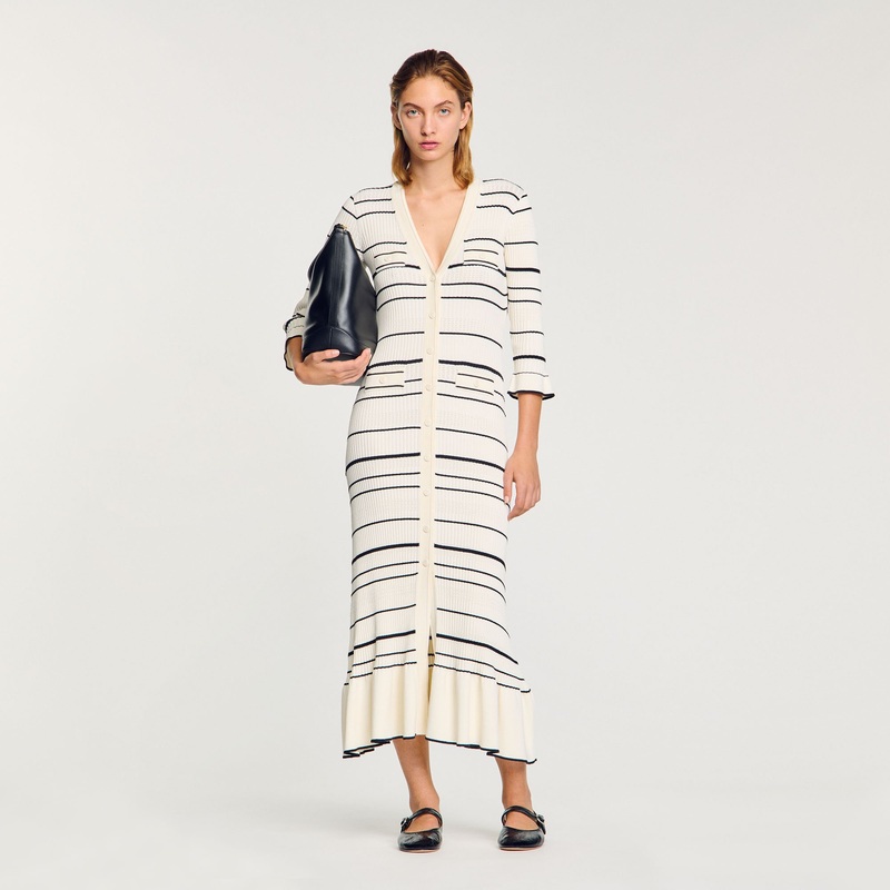 Striped knit maxi dress