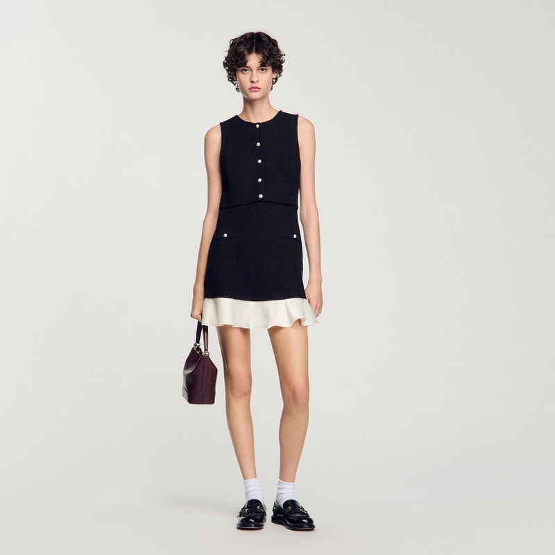 Two-tone tweed mini dress