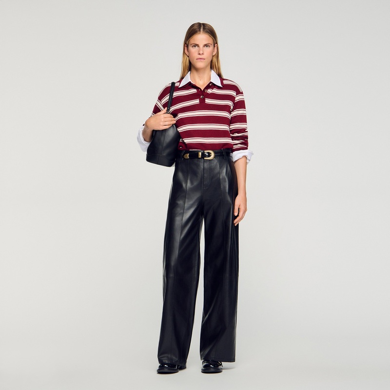Wide-leg leather trousers