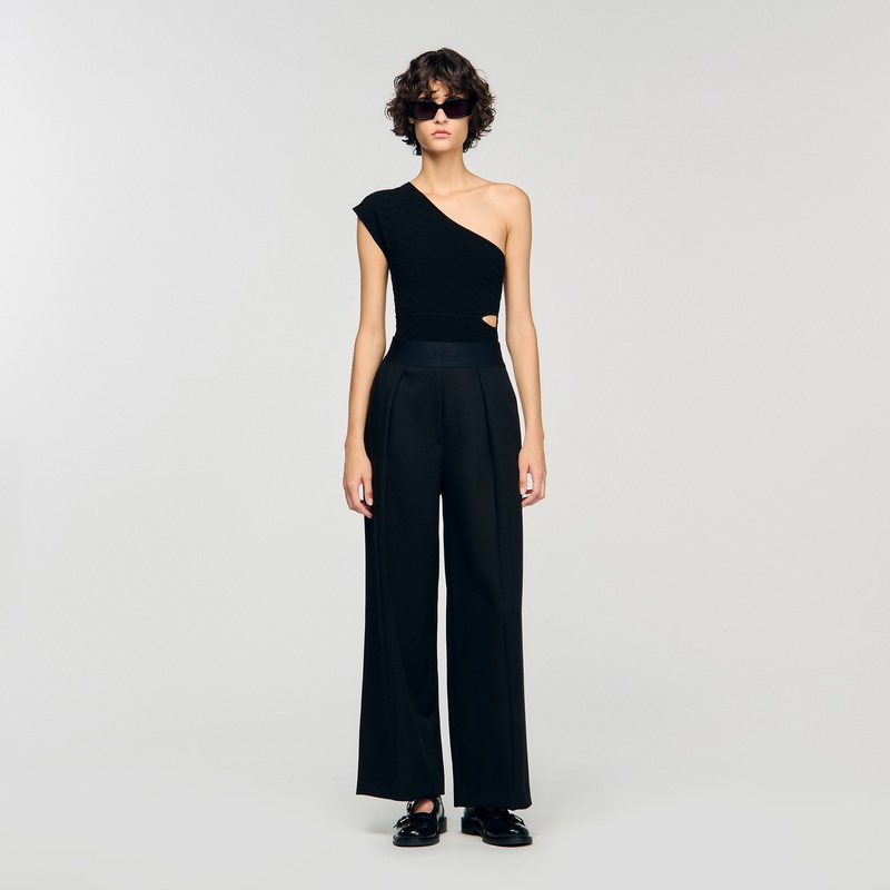 Asymmetric knit bodysuit