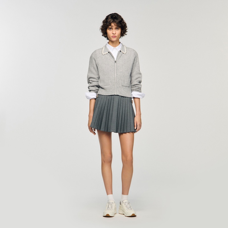 Cardigan with beaded collar