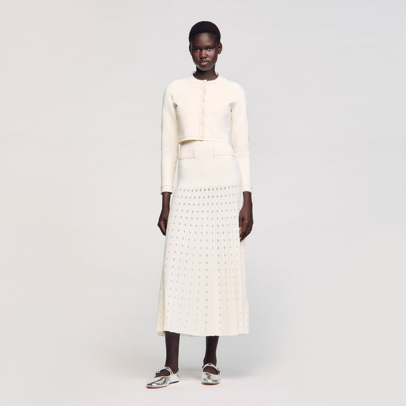 Cropped cardigan with pearl buttons