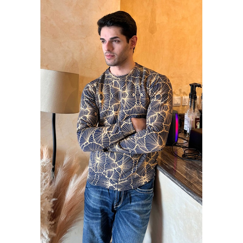 Max 21 Men’s Printed Long Sleeve Fleece Sweat Shirt