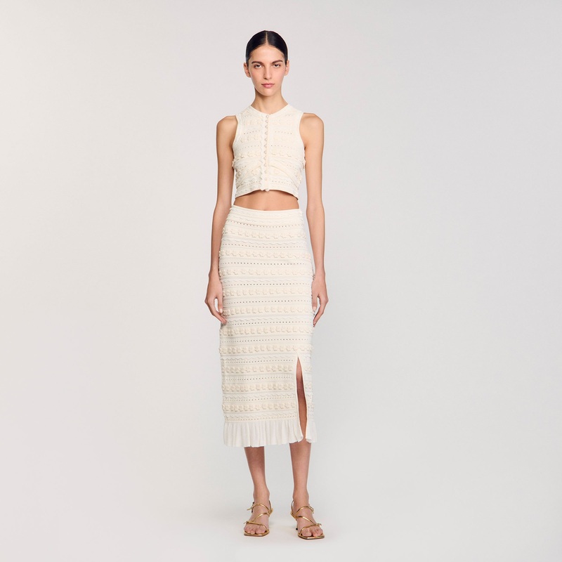 Maxi skirt with crochet detailing