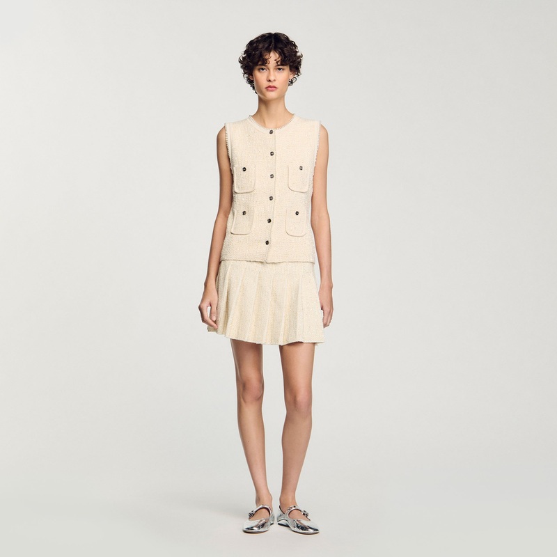 Mini tweed pleated skirt