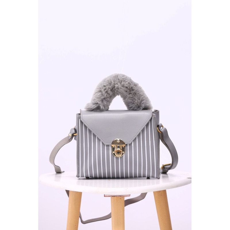 Women’s Striped Fur Shoulder Bag