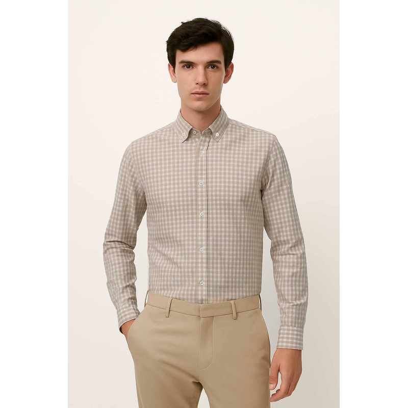 Eternity Men’s Slim Fit Button Down Checked Casual Shirt