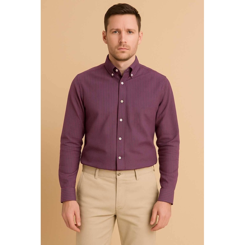 Eternity Men’s Slim Fit Striped Casual Shirt