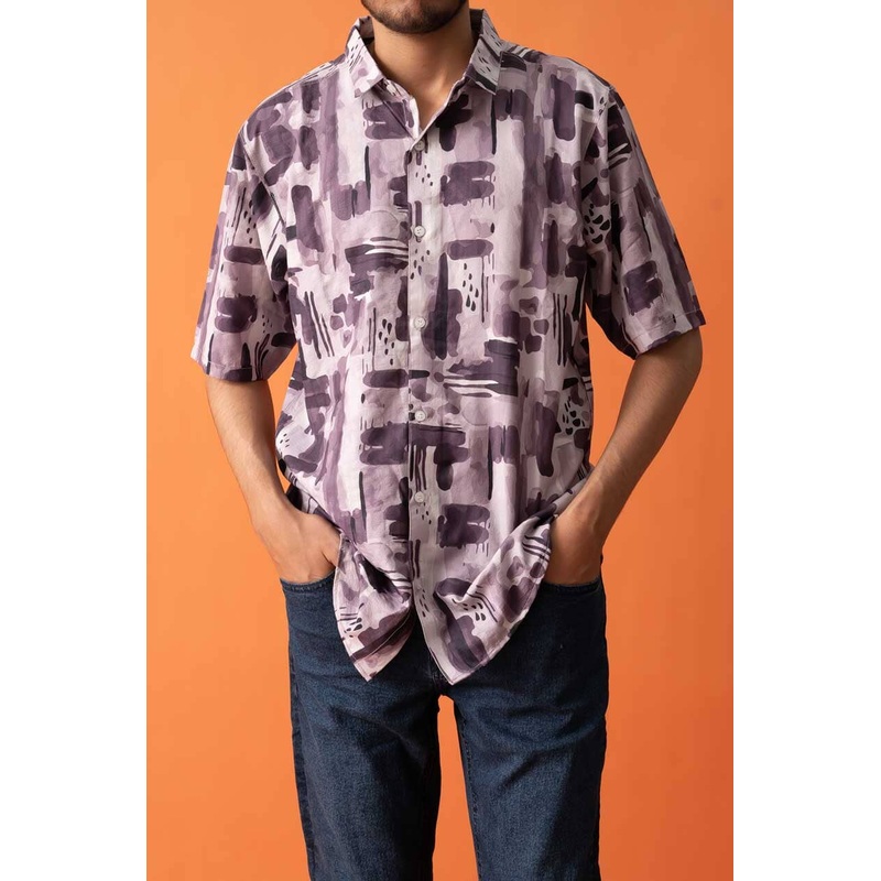 Gravity Men’s Printed Short Sleeve Venice Casual Shirt