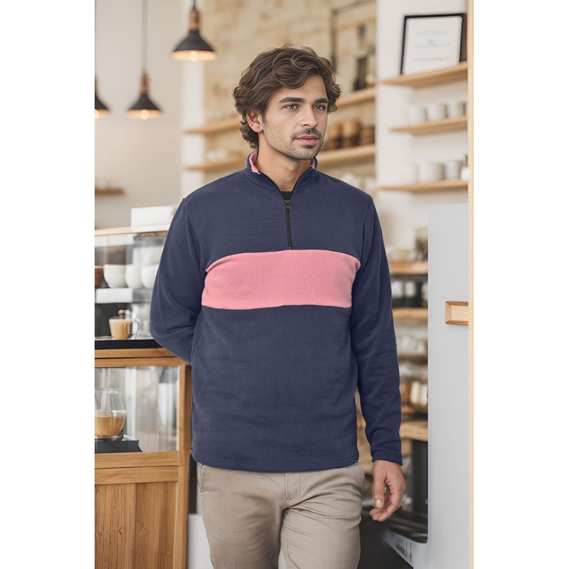 Max 21 Men’s Contrast Panel Quarter Zipper Sweat Shirt