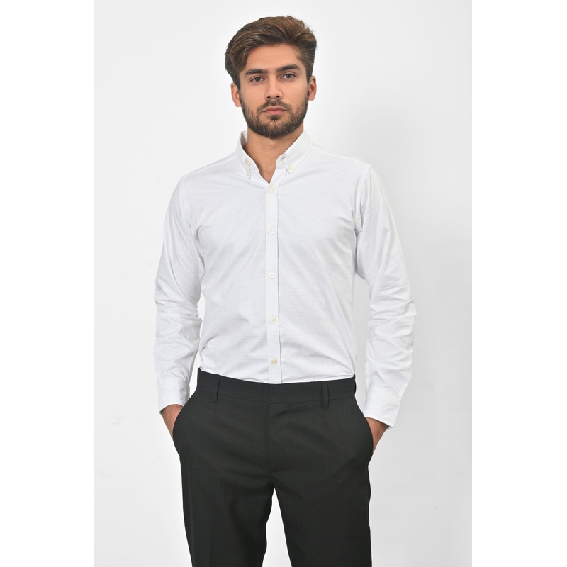 Eternity Men’s Self Textured Classic Casual Shirt