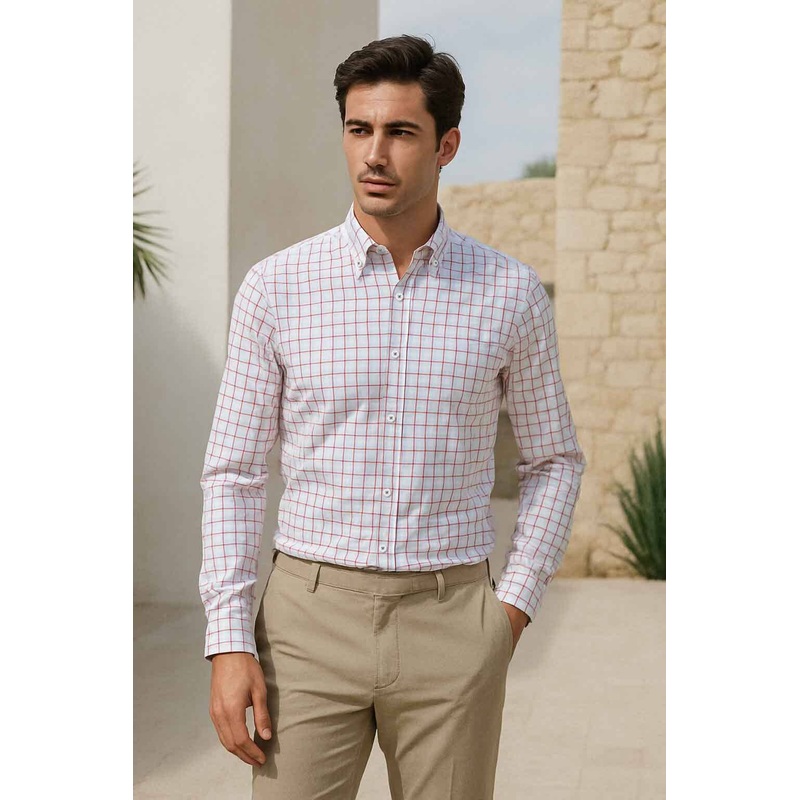 Eternity Men’s Slim Fit Graph Check Casual Shirt