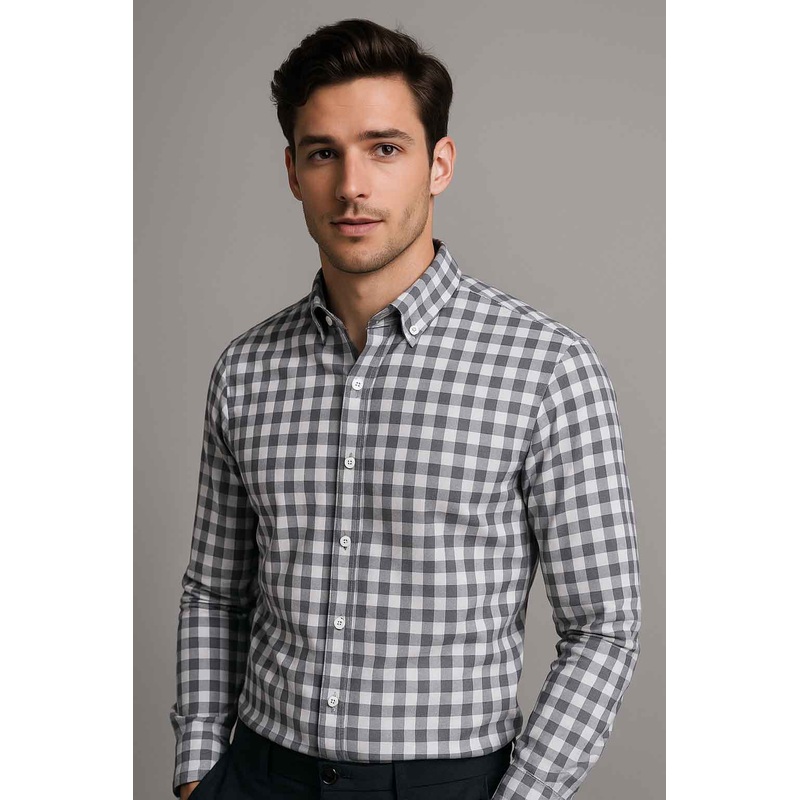 Eternity Men’s Slim Fit Shepherd Check Casual Shirt