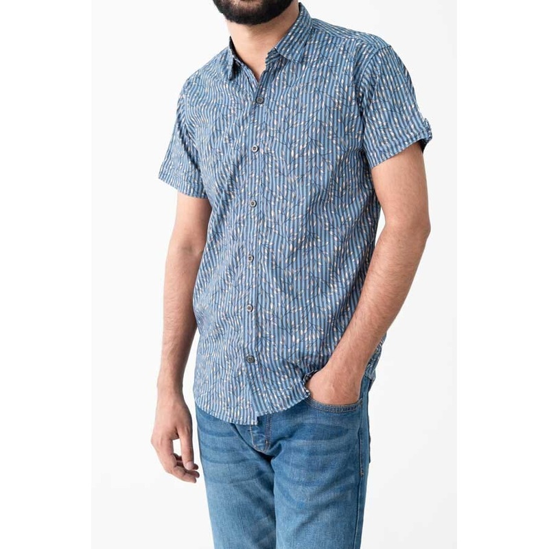 Scanners Men’s Floral Striped Casual Shirt