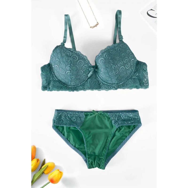 Chenxw Women’s Wired Push Up Padded Bra & Pantie Set