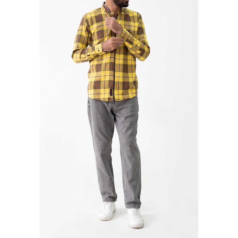 2 Much Men’s Zip-Up Plaid Casual Shirt
