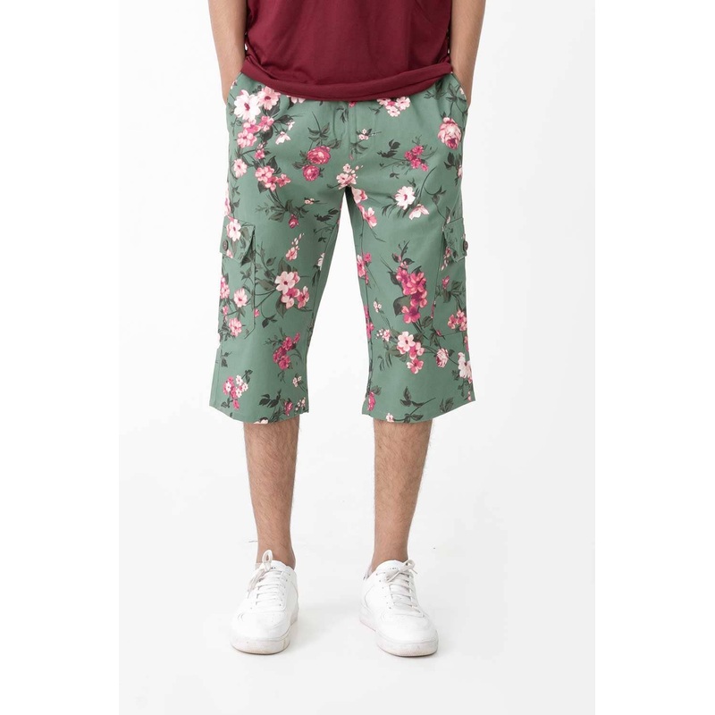 Men’s Floral Long Cargo Shorts