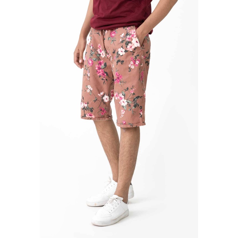 Men’s Floral Printed Cotton Shorts