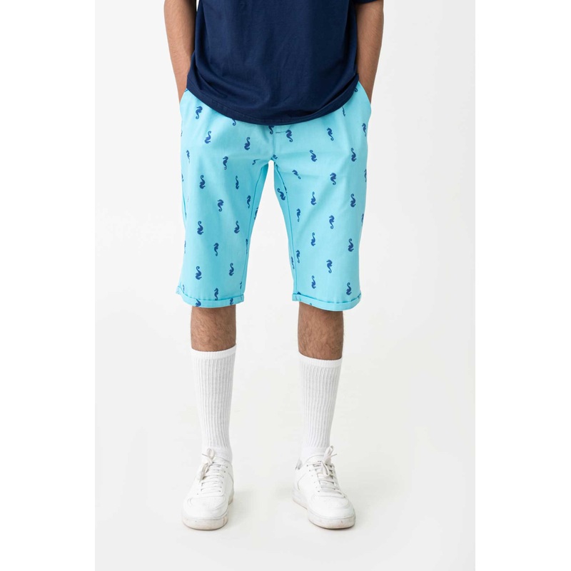 Men’s Seahorse Printed Cotton Shorts