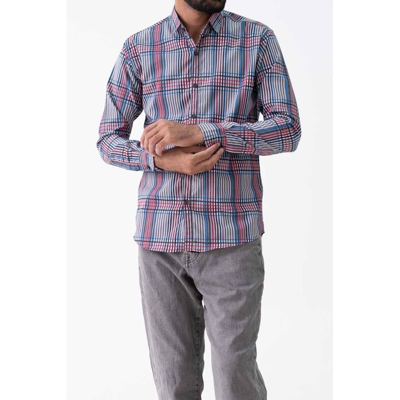 Scanners Elegant Men’s Plaid Pattern Casual Shirt