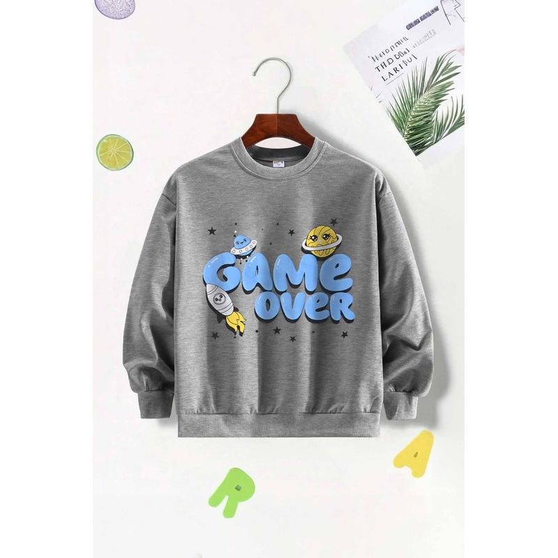 Dudy Kid’s Game Over Printed Long Sleeve Fleece Sweatshirt