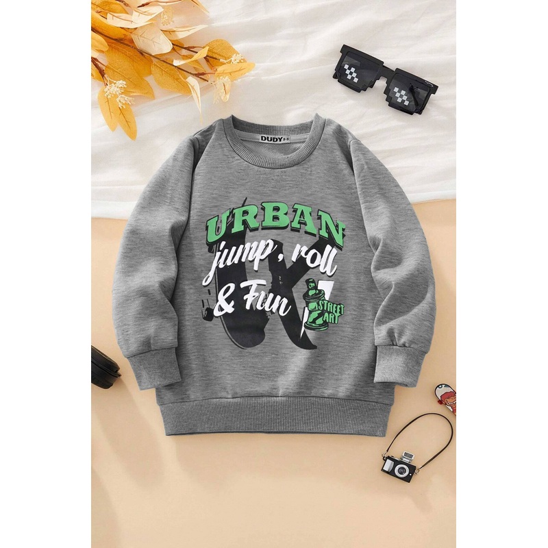 Dudy Kid’s Street Art Printed Long Sleeve Fleece Sweatshirt