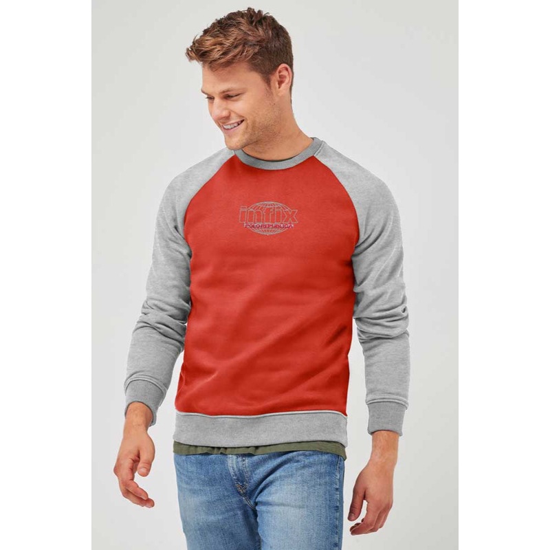 Polo Republica Men’s Contrast Raglan Sleeve Infix Embroidered Fleece Sweat Shirt