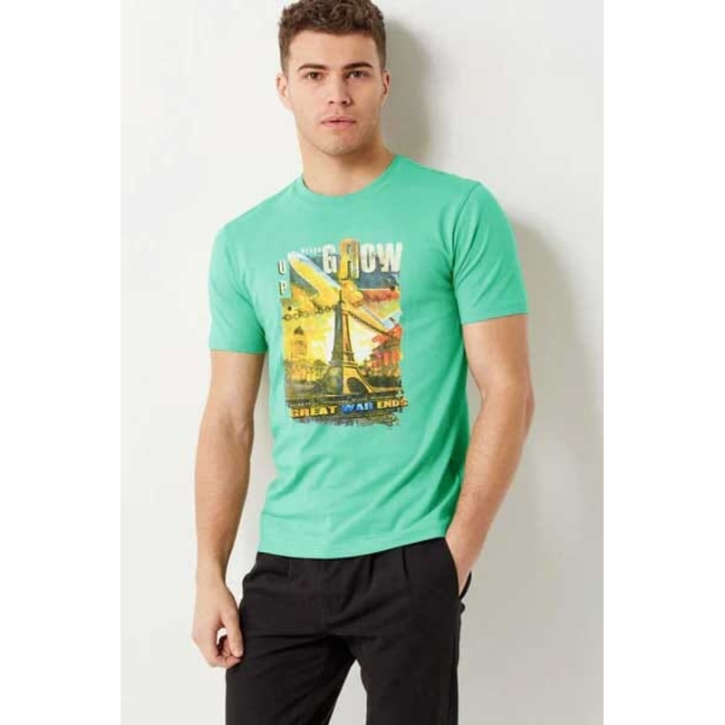 Carlo Men’s Never Grow Up Printed Crew Neck Tee Shirt