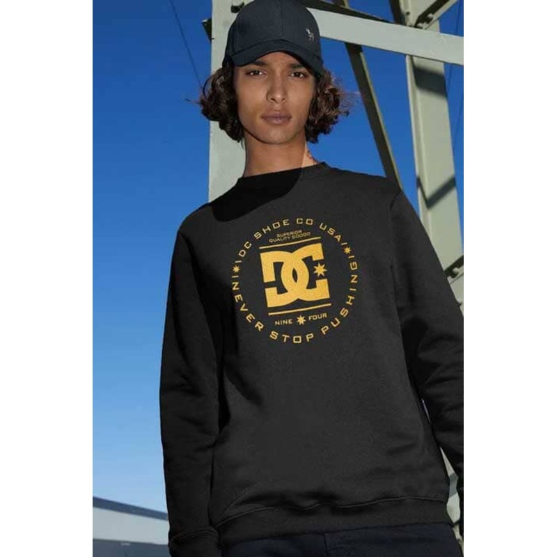 DC Men’s IDC Shoes Printed Crew Neck Fleece Sweat Shirt