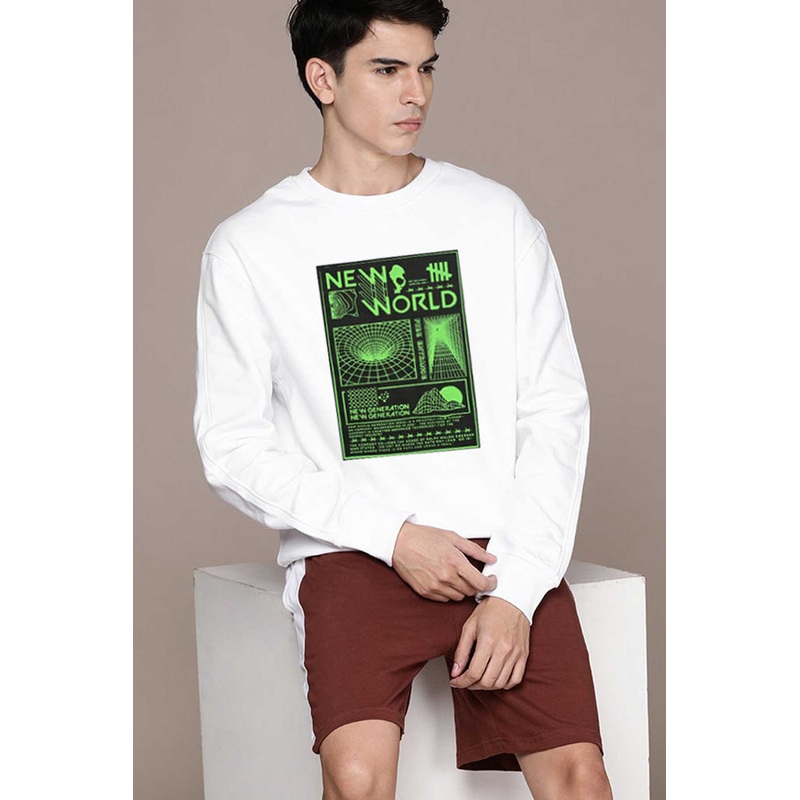 HAS Apparel Men’s New World Printed Long Sleeve Sweat Shirt