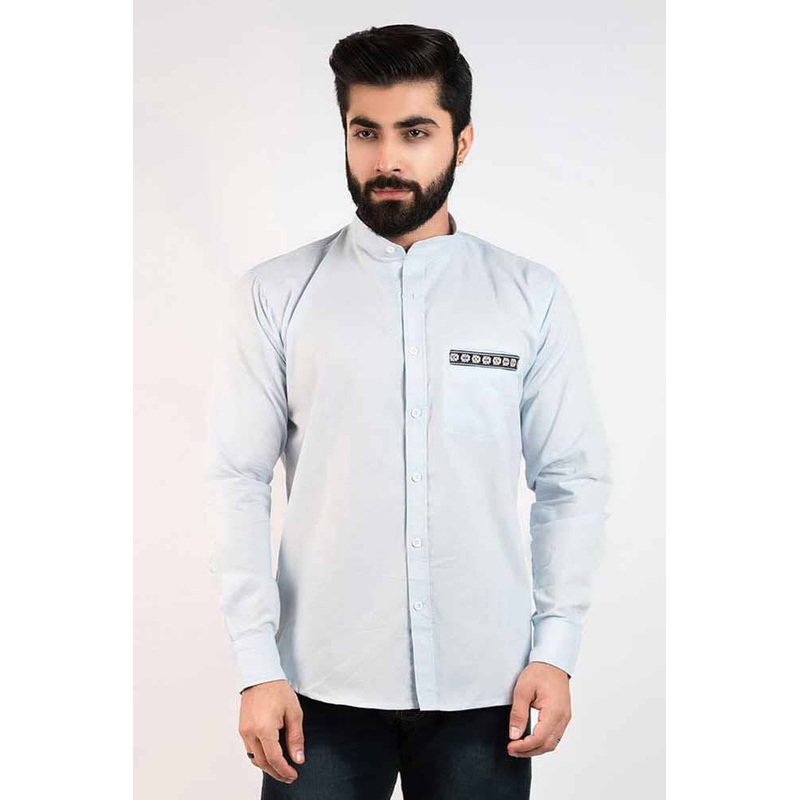 Hopio Men’s Horki Mandarin Collar Style Casual Shirt