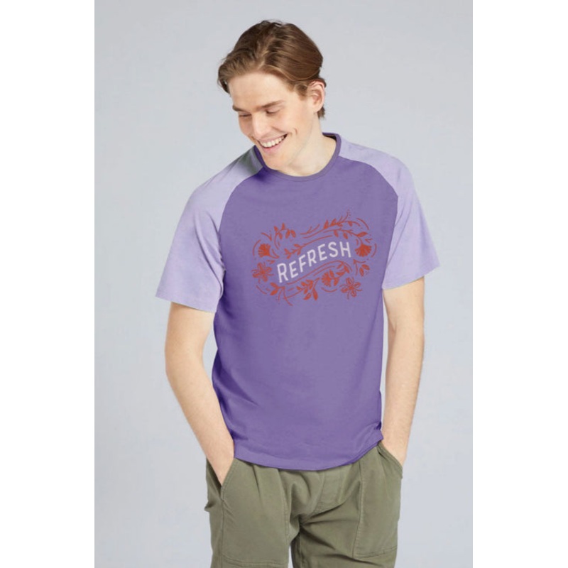 Max 21 Men’s Refresh Printed Raglan Short Sleeve Crew Neck Tee Shirt