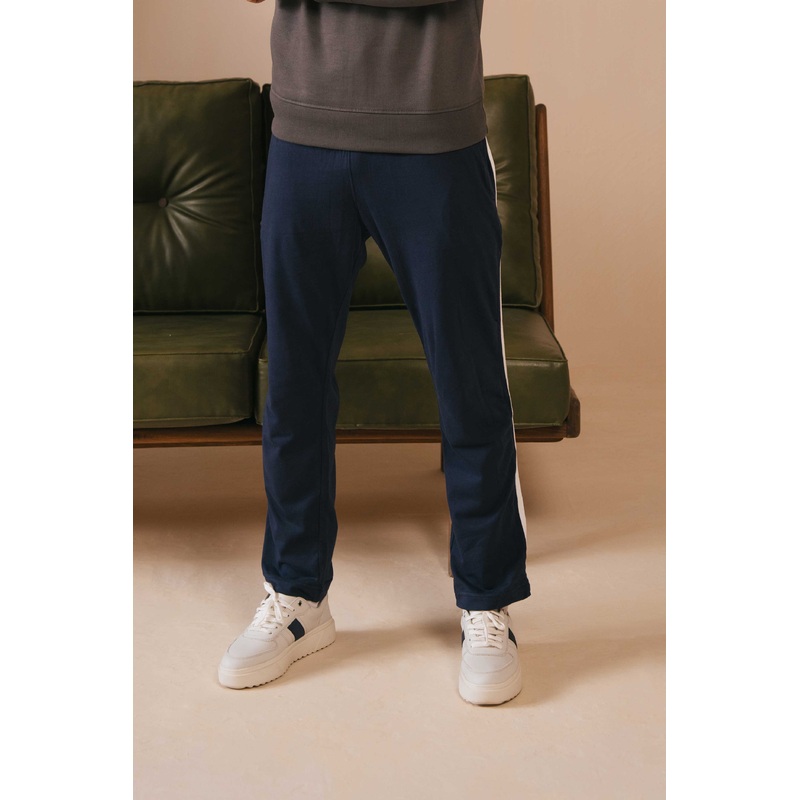 Polo Republica Men’s Essentials – Heavy Cotton Jersey Slim-Fit Lounge Pants with Sporty Side Stripes