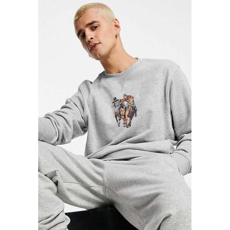 Polo Republica Men’s Double Horse Printed Fleece Sweat Shirt