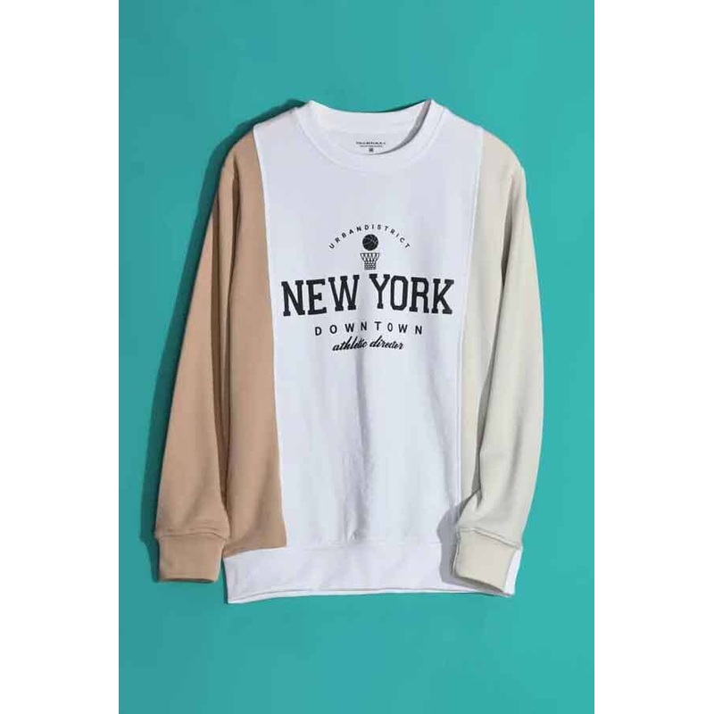 Polo Republica Men’s New York Printed Vertical Panel Terry Sweat Shirt