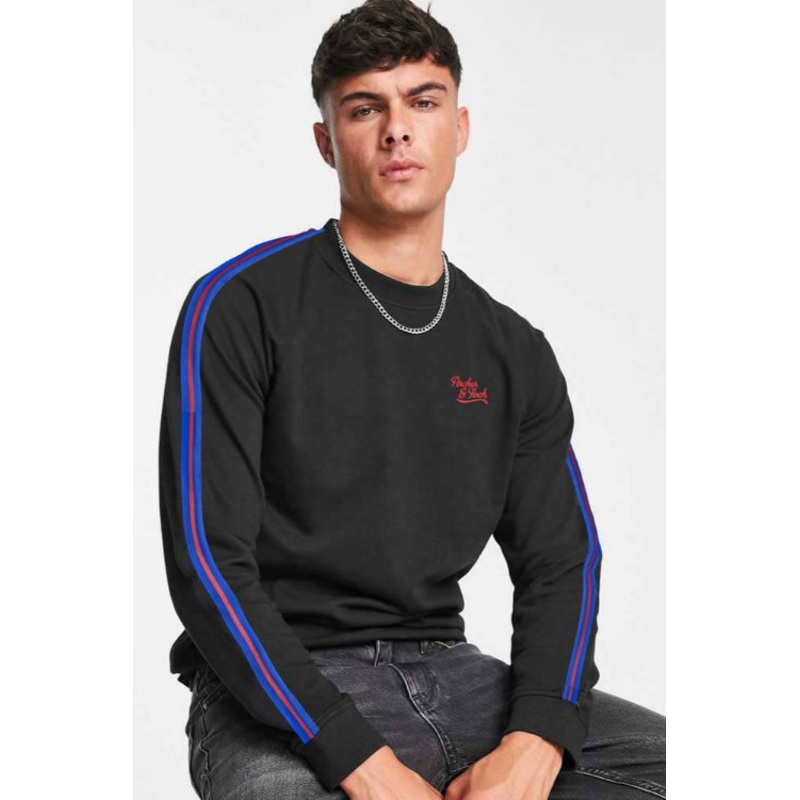 Archer & Finch Men’s Strips Style Logo Embroidered Sweat Shirt