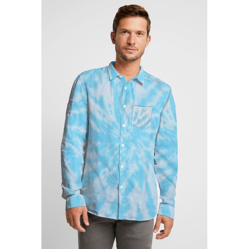 HUDHUD Men’s Tie & Dye Style Casual Shirt