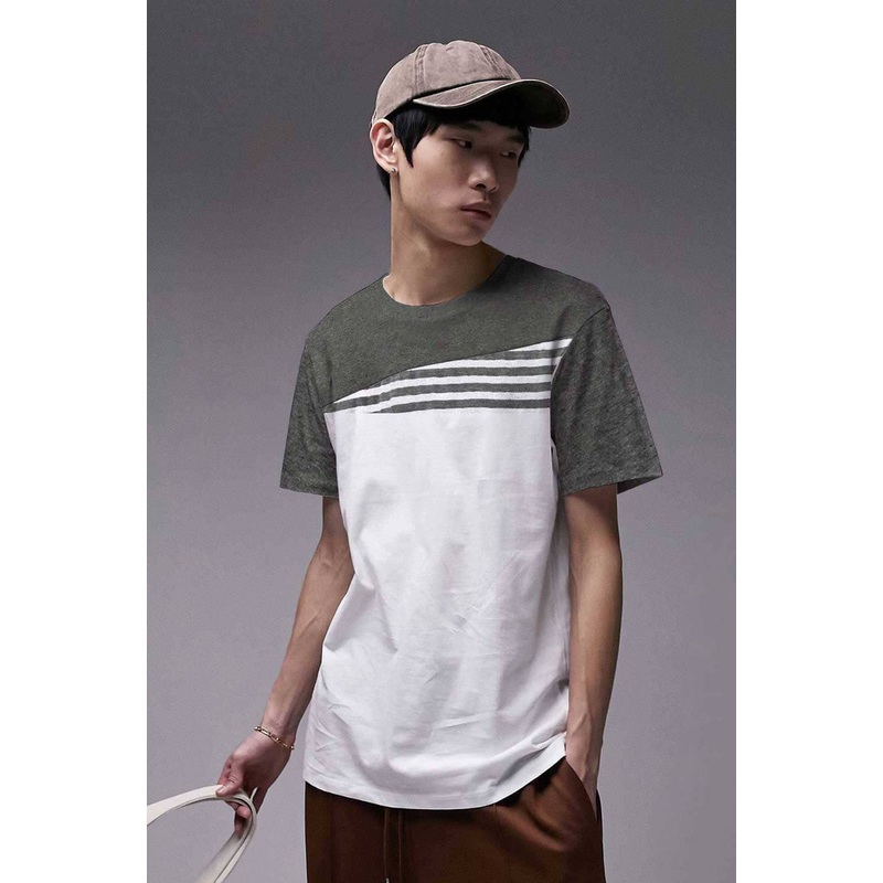 Max 21 Men’s Cutt & Sew With Stripes Crew Neck Tee Shirt